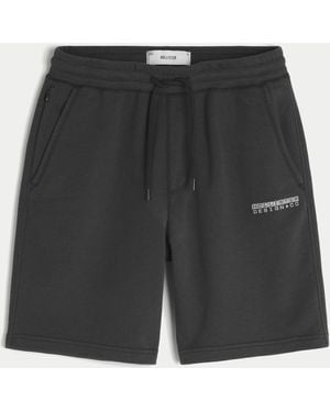Hollister Baggy Fleece Logo Shorts - Black