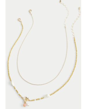 Hollister Pearl Necklace 2-pack - White