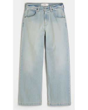 Hollister Light Wash Super Baggy Jeans - Blue