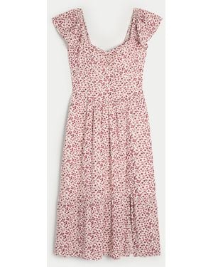 Hollister Cinch Bust V-waist Midi Dress - Pink
