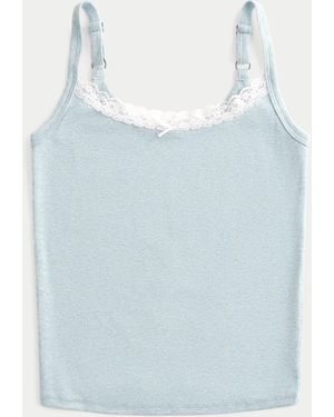 Hollister Cotton Blend Lace-trim Cami - Blue