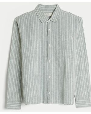 Hollister Long-sleeve Linen-blend Shirt - Grey