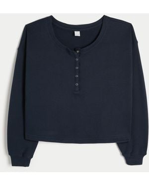 Hollister Gilly Hicks Waffle Off-the-shoulder Henley - Blue