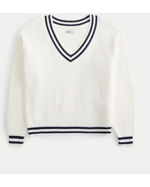 Hollister Oversized V-neck Jumper - White