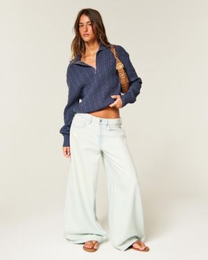 Hollister Langärmliger Pullover mit kurzem Reißverschluss - Blau