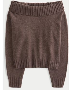 Hollister Easy Foldover Off-the-shoulder Jumper - Brown