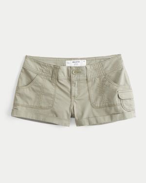 Hollister Low-rise Twill Utility Mini Shorts - Natural