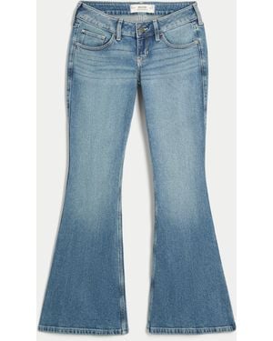 Hollister Ultra Low-rise Medium Wash Flare Jeans - Blue