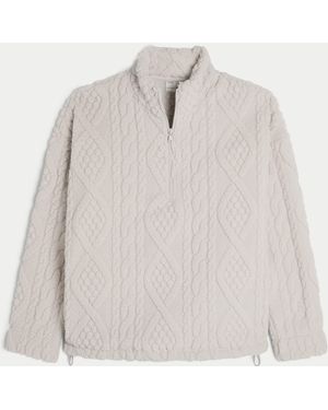 Hollister Gilly Hicks Cosy Quarter-zip Sweatshirt - White