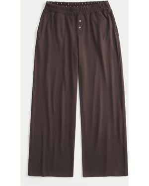 Hollister Always Cosy Wide-leg Trousers - Brown