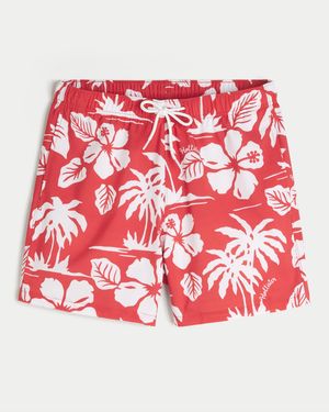 Hollister Mid-thigh Swim Trunks - Red