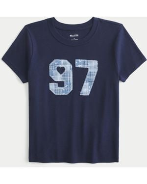 Hollister Number Graphic Baby Tee - Blue
