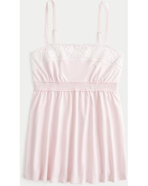 Hollister Easy Lace Trim Babydoll Top - Pink