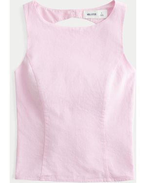 Hollister Linen-blend Open-back Top - Pink