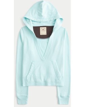 Hollister Easy V-neck Hoodie - Blue