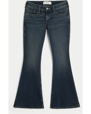 Hollister Ultra Low-rise Dark Wash Flare Jeans - Blue