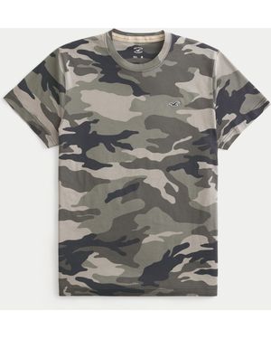 Hollister Cotton Camo Crew Icon T-shirt - Grey