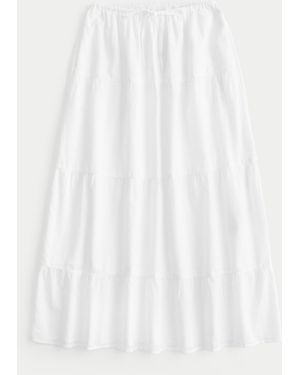 Hollister Clip Dot Tiered Maxi Skirt - White