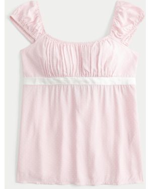 Hollister Easy Satin Tie Babydoll Top - Pink