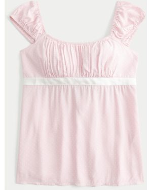 Hollister Easy Satin Tie Babydoll Top - Pink