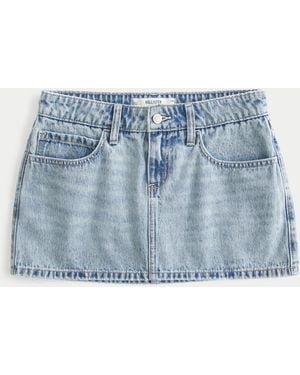 Hollister Curvy Low-rise Denim Mini Skort - Blue