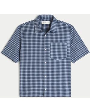 Hollister Boxy Short-sleeve Check Shirt - Blue