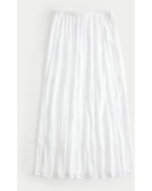 Hollister Tiered Eyelet Maxi Skirt - White