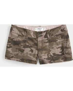 Hollister Low-rise Camo Embroidered Poplin Mini Shorts - Natural