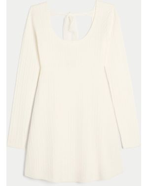 Hollister Tie Back Babydoll Jumper Mini Dress - Natural