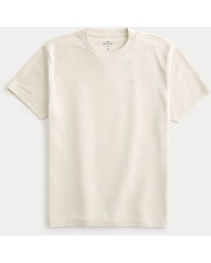 Hollister Lässiges, strukturiertes T-Shirt mit Rundhalsausschnitt und Symbol - Natur