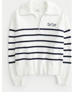 Hollister Oversized Half-zip Graphic Jumper - White