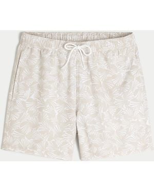 Hollister Mid-thigh Swim Trunks - Natural