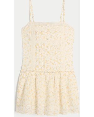 Hollister Lace Trim Mini Dress - Natural