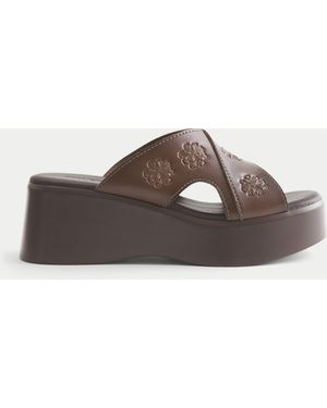 Hollister Embossed Faux Leather Platform Sandals - Brown