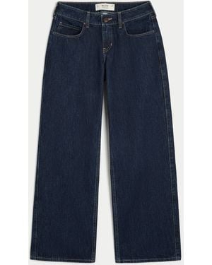 Hollister Curvy Low-rise Dark Wash Baggy Jeans - Blue
