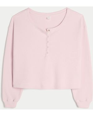 Hollister Gilly Hicks Waffle Off-the-shoulder Henley - Pink