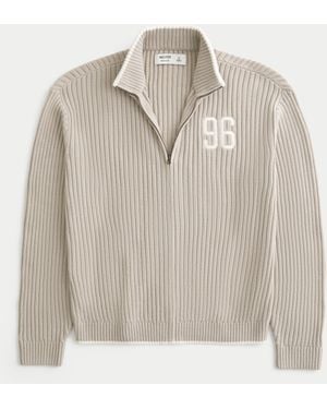 Hollister Relaxed Number Graphic Zip-up Jumper - Grey