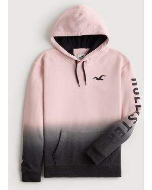 Hollister Ombre Print Logo Graphic Hoodie - Pink