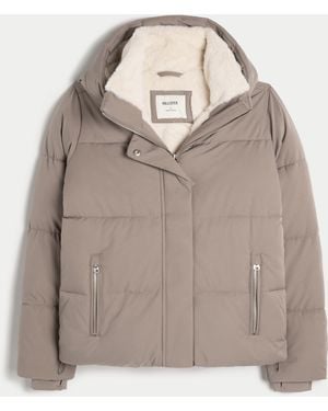 Hollister Faux Fur-lined All-weather Puffer Jacket - Grey