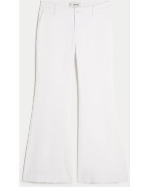 Hollister Low-rise Linen-blend Baggy Flare Trousers - White