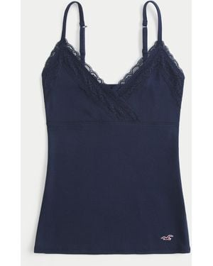 Hollister Wrap Lace Trim Layering Cami - Blue