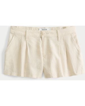 Hollister Hollister Livvy Low-rise Linen-blend Shorts 3" - Natural
