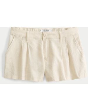 Hollister Hollister Livvy Low-rise Linen-blend Shorts 3" - Natural