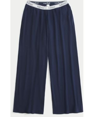 Hollister Cosy Rib Elastic Waist Wide-leg Trousers - Blue