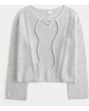 Hollister Stitchy V-neck Jumper - Grey