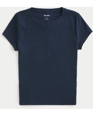 Hollister Ribbed Seamless Fabric Crew Top - Blue