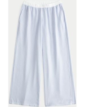 Hollister Contrast Waist Baggy Flannel Trousers - Blue