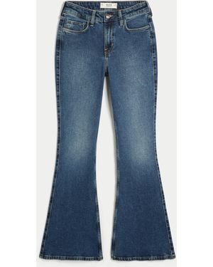 Hollister High-rise Dark Wash Flare Jeans - Blue
