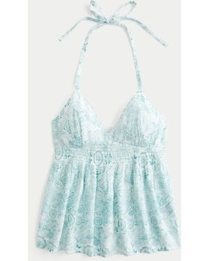 Hollister Halter Babydoll Top - Blue