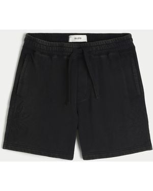 Hollister Above-the-knee Baggy Fleece Graphic Shorts - Black